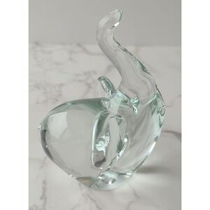 Elephant Paperweight Hand Brown Glass Trunk Up For Luck Ears Up 4"  Art Glass